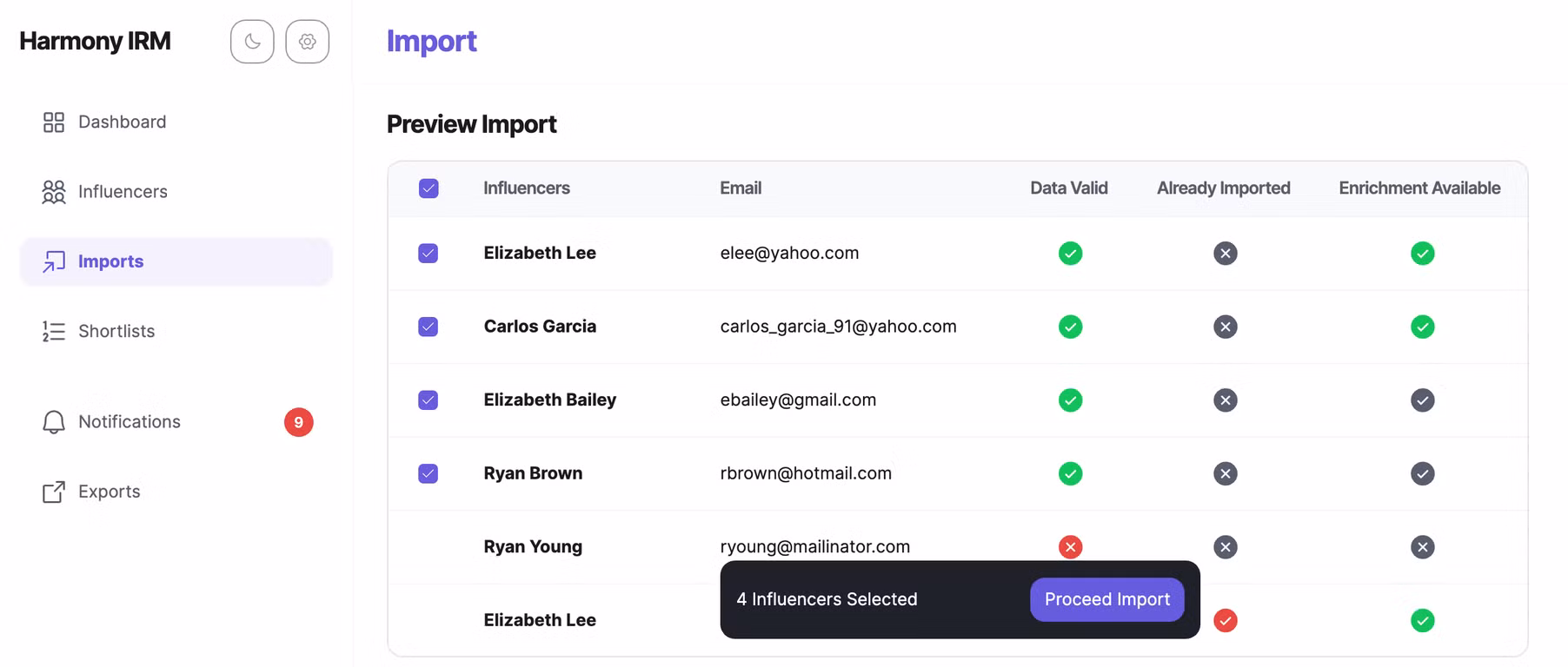 Import Influencer Screenshot